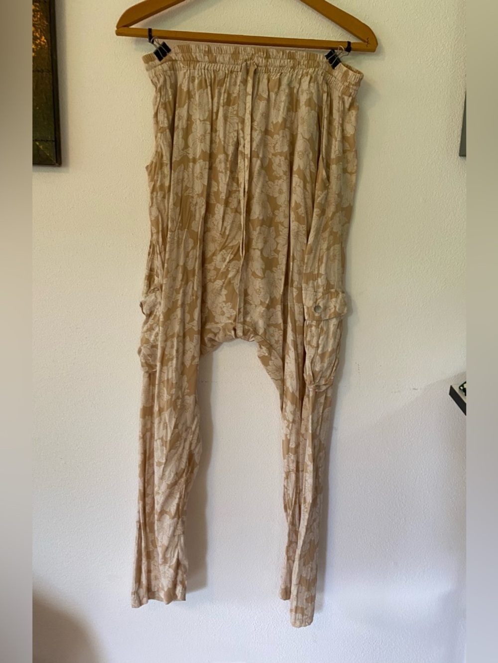 Acacia swimwear Beige Floral Magnolia Harem pants